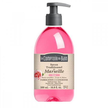 Sapun traditional de Marsilia cu parfum de Trandafir, 500 ml, Le Comptoir du Bain