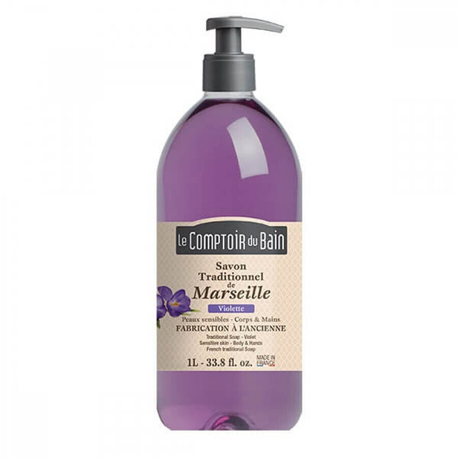 Sapun traditional de Marsilia cu parfum de Violete, 1000 ml, Le Comptoir du Bain