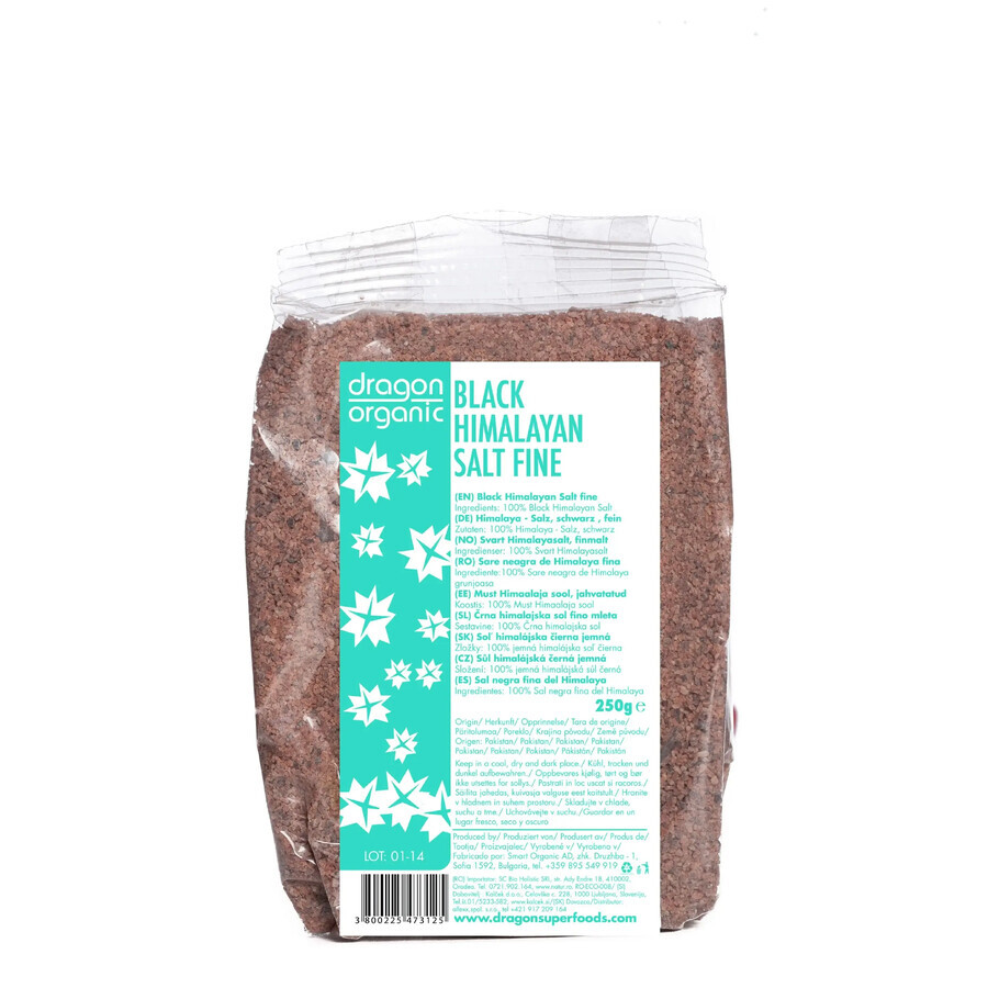 Eco Fine Himalayan Black Salt, 250 g, Dragon Superfoods