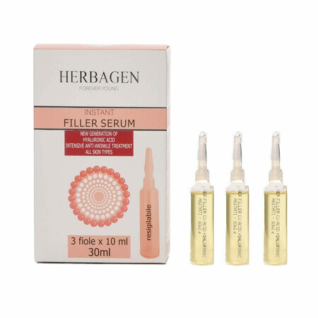 Instant Filler Sérum à l'acide hyaluronique, 3 ampoules x 10 ml, Herbagen