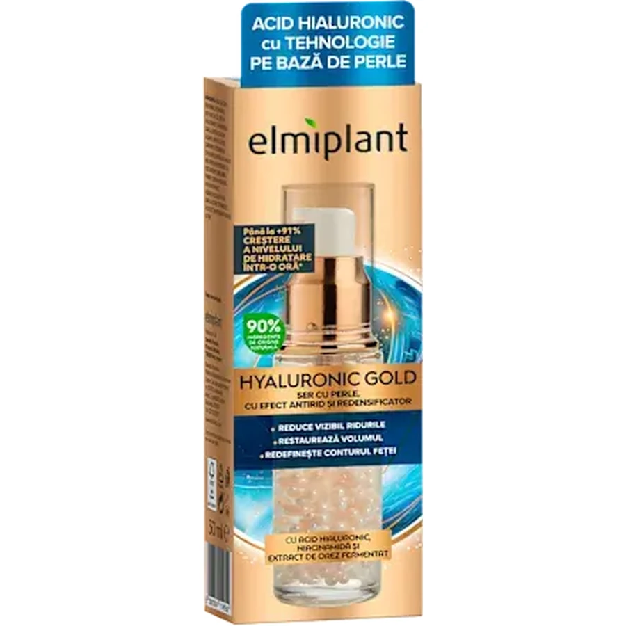 Facial serum with Hyaluronic Gold filling effect, 30 ml, Elmiplant