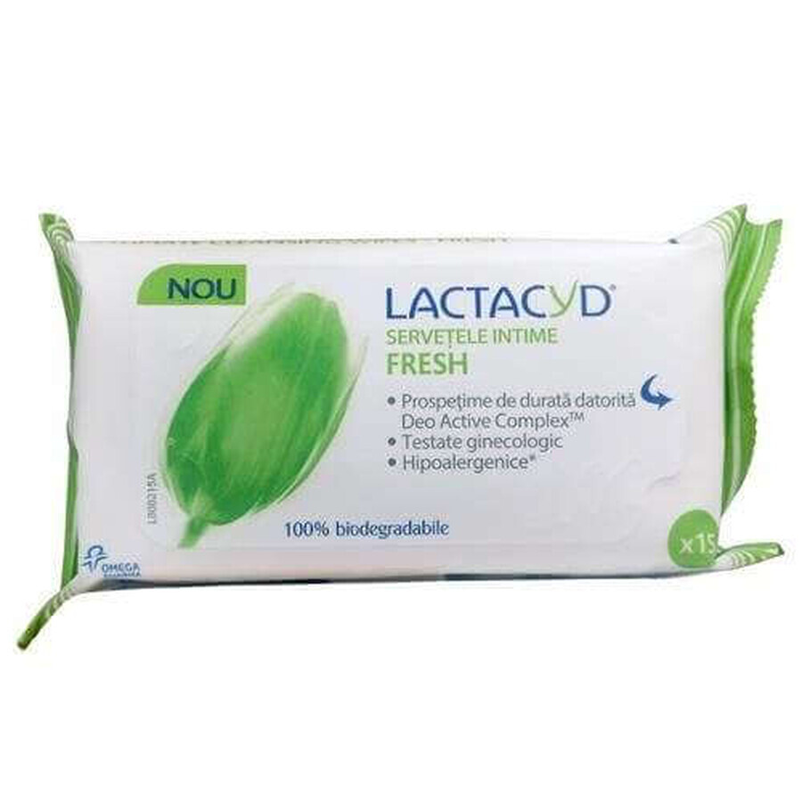 Lingettes intimes Fresh Lactacyd, 15 pièces, Perrigo