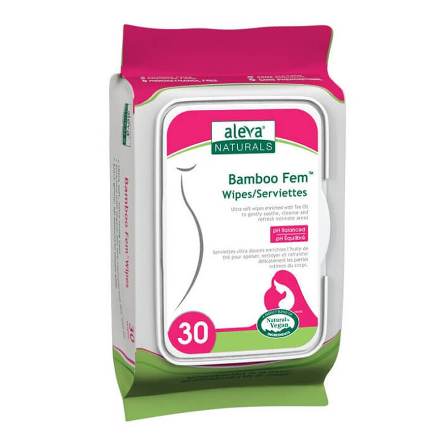 Lingettes intimes en fibre de bambou 30 pièces, Aleva Naturals