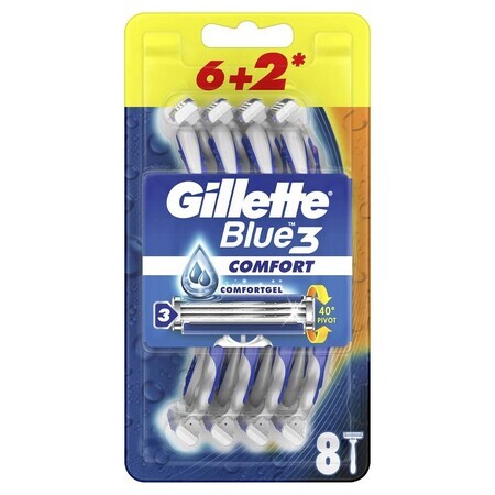 Gillette Blue 3 Comfort Einwegrasierer mit 3 Klingen, 6 + 2 Stück, P&G