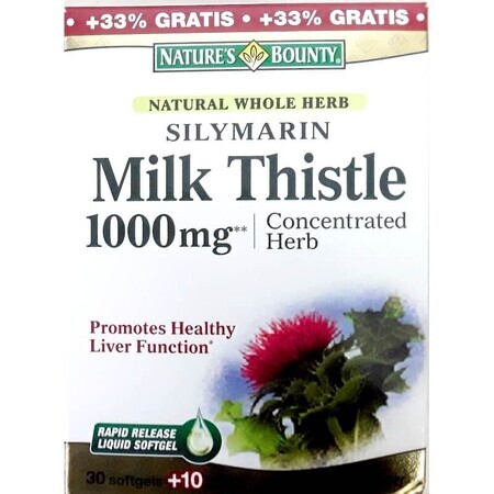 Silymarin Milk Thistle 1000 mg, 30 + 10 capsule, Nature's Bounty