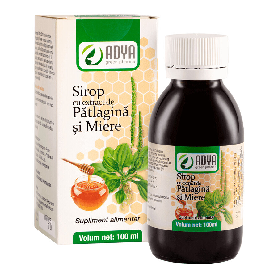 Sirop cu extract de Pătlagină și Miere, 100 ml, Adya Green Pharma