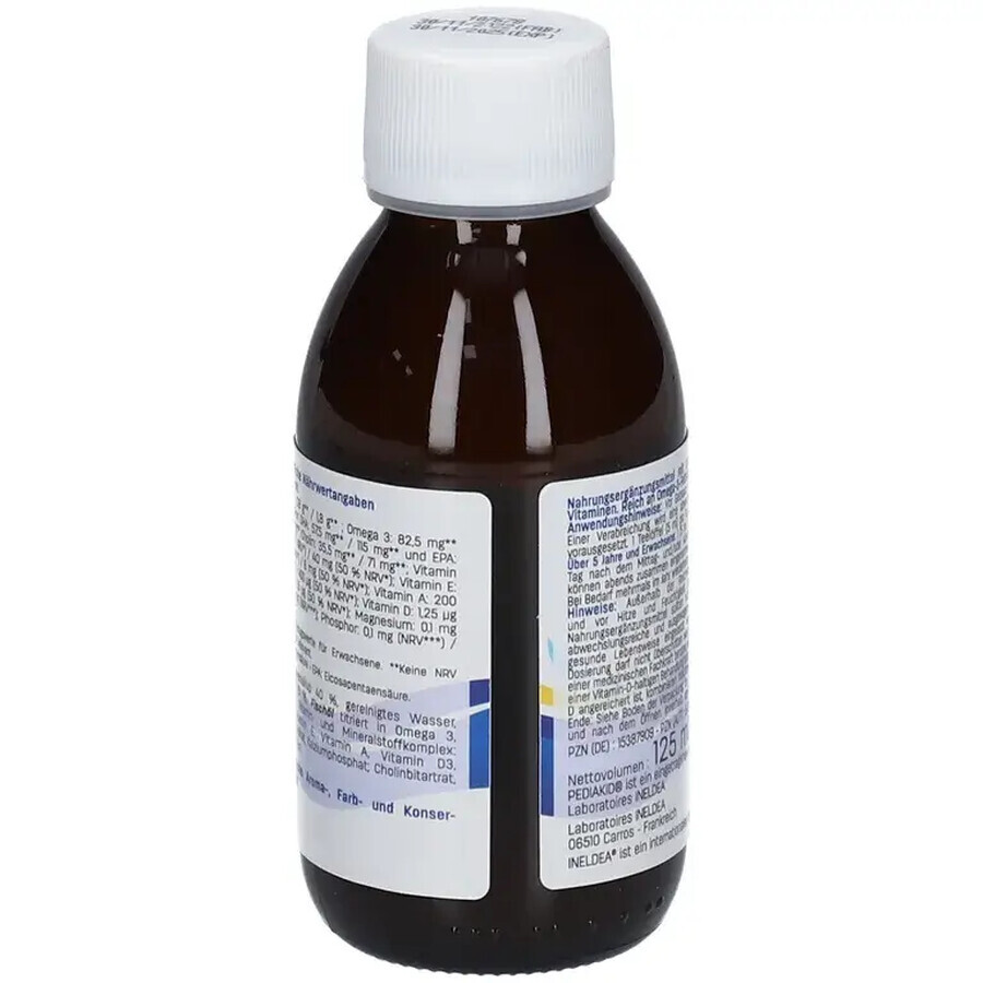 Sirop pentru copii Omega 3 și Vitamina A,C,D,E cu aromă de cola, 125 ml, Pediakid