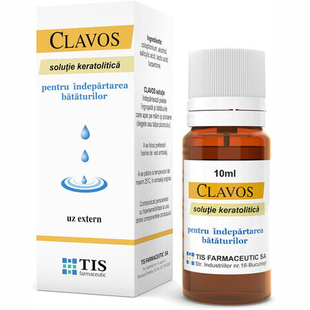 Clavos keratolytische oplossing voor eeltverwijdering, 10 ml, Tis Farmaceutic