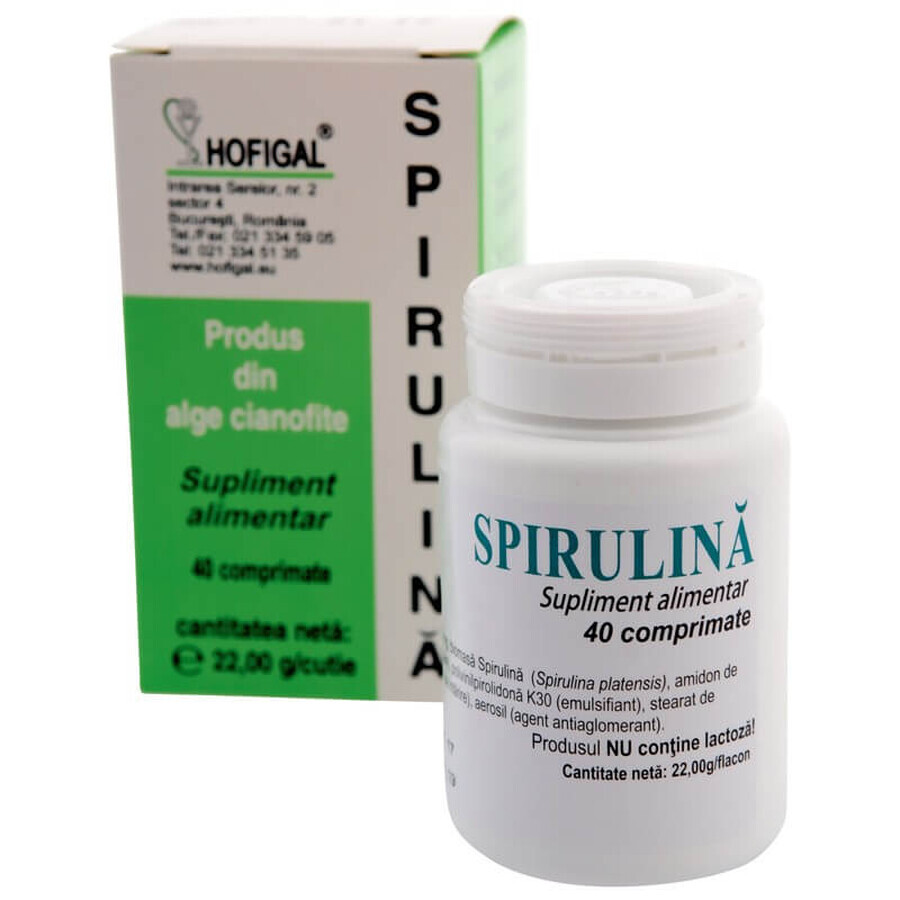 Spirulina 200mg, 40 tabletten, Hofigal