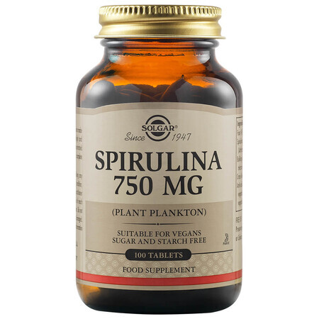 Spirulina 750 mg, 80 plantaardige capsules, Solgar