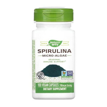 Spirulina Micro-algen 380 mg Natures Way, 100 capsules, Secom