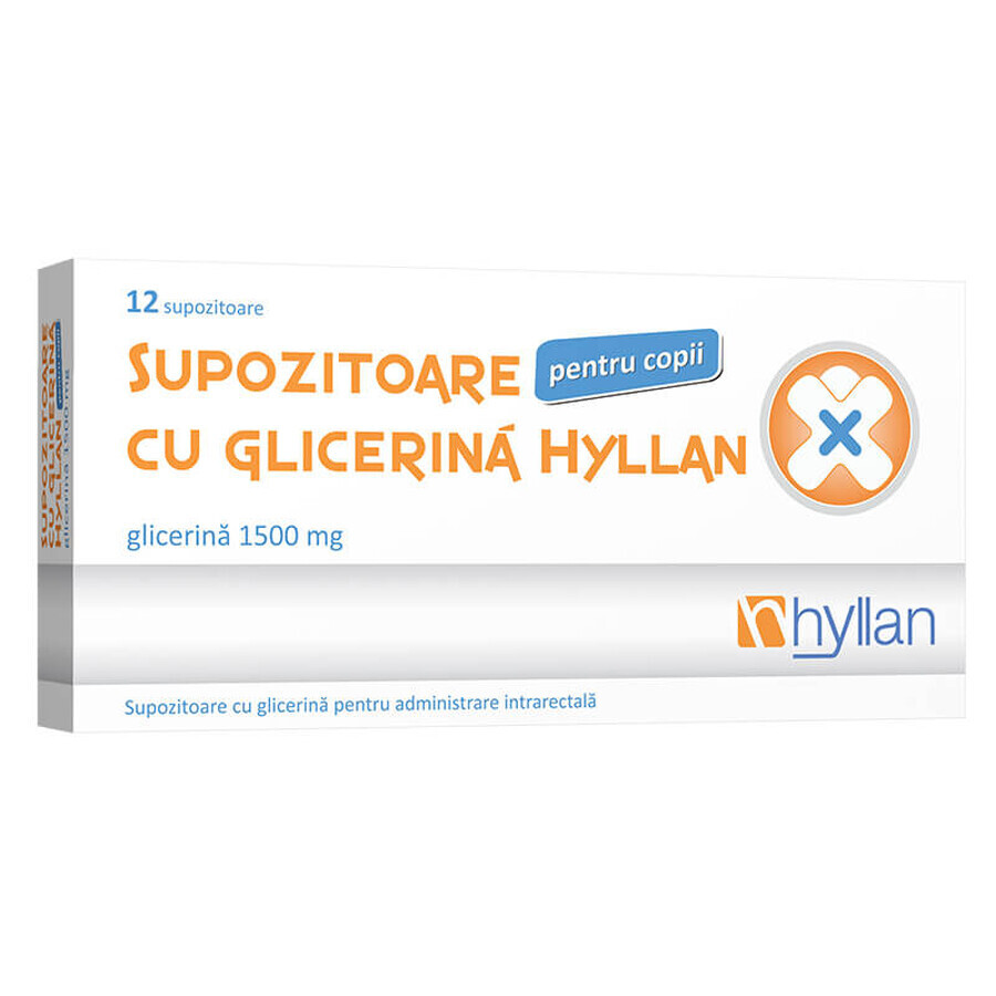 Glycerine zetpillen 1500 mg voor kinderen, 12 stuks, Hyllan
