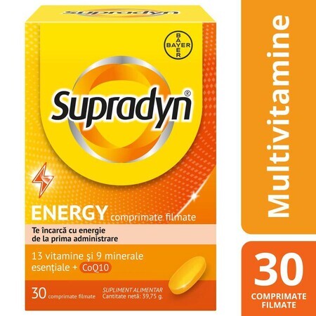Supradyn Energy, Multivitaminen en Co-enzym Q10, 30 filmomhulde tabletten, Bayer