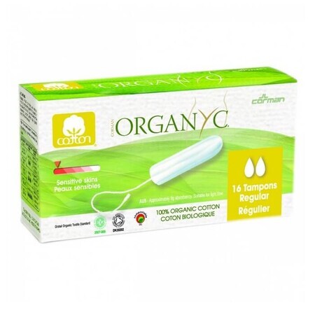 Tampoane din bumbac organic Regular, 16 bucati, Organyc