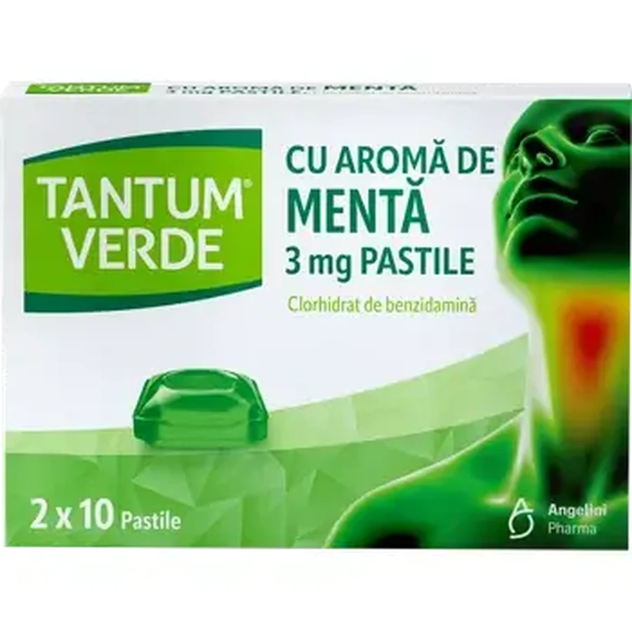 Tantum Verde with mint flavor, 20 pieces, Csc Pharmaceuticals