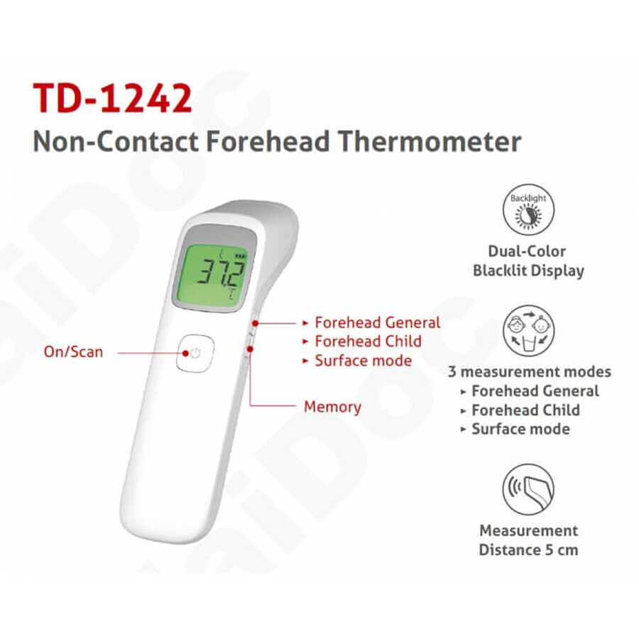 Voorhoofdthermometer TD1242, Taidoc