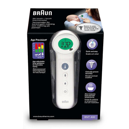 No touch + aanraakthermometer met leeftijdprecisie BNT400, Braun