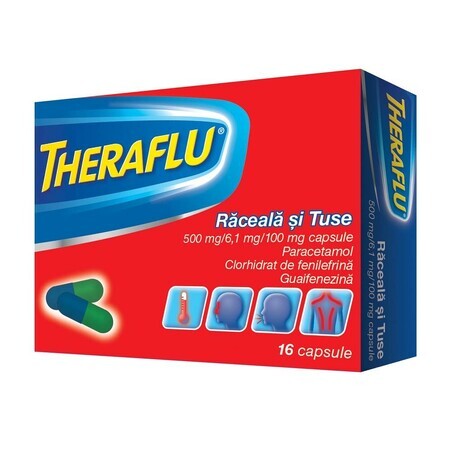 Theraflu Raffreddore e Tosse 500 mg/6,1 mg/100 mg, 16 capsule, Gsk