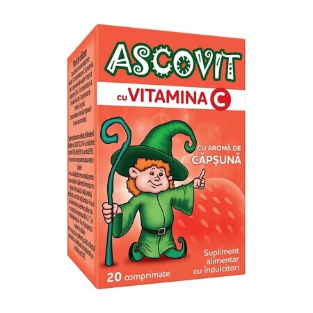 Ascovit met vitamine C aardbeiensmaak, 20 tabletten, Omega Pharm
