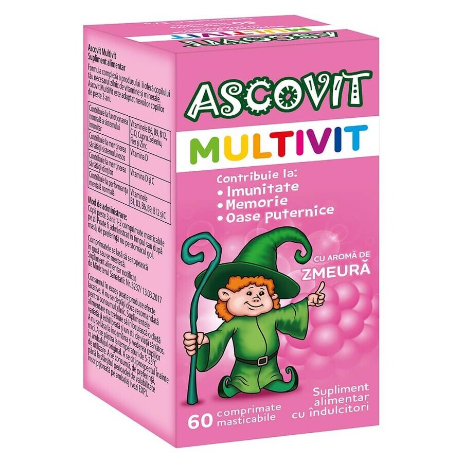 Ascovit Multivit, 60 tabletten met frambozensmaak, Omega Pharma