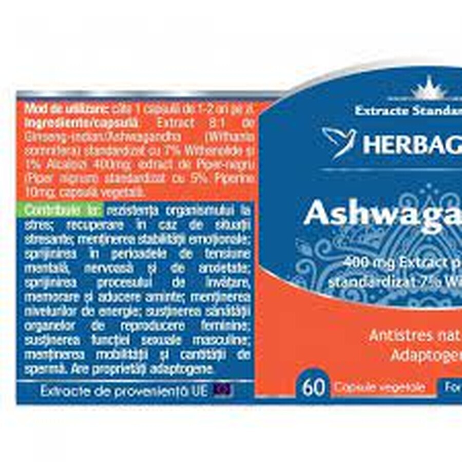 Ashwagandha, 60 capsules, Herbagetica