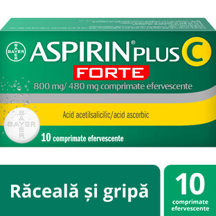 Aspirine Plus C Forte 800 mg/480 mg, 10 comprimés effervescents, Bayer