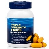 Huile de poisson triple force et resvératrol (883411), 60 capsules, GNC