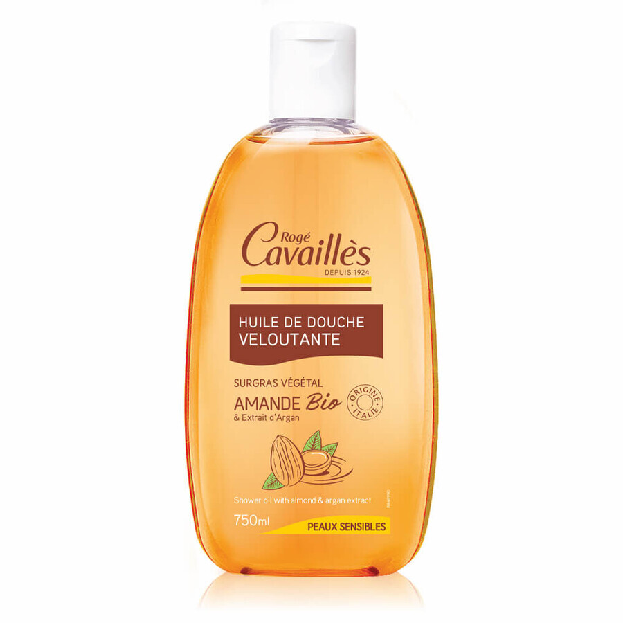 Huile de bain et de douche apaisante aux 3 huiles naturelles pour les peaux sèches, 750 ml, Roge Cavailles