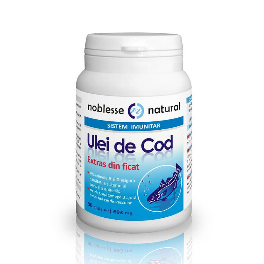 Ulei de cod extras din ficat, 30 capsule, Noblesse