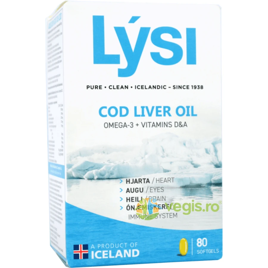 Omega 3 aceite de hígado de bacalao con vitamina D y A, 80 cápsulas, Lysi
