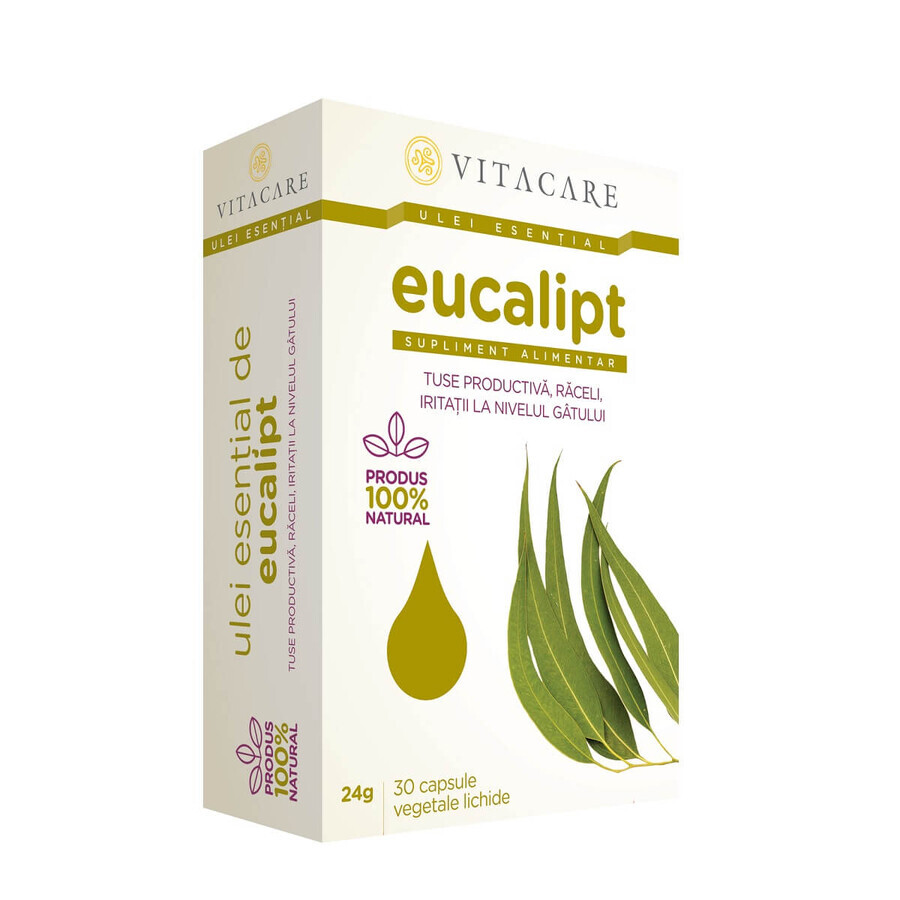 Ulei esențial de Eucalipt, 30 capsule, Vitacare