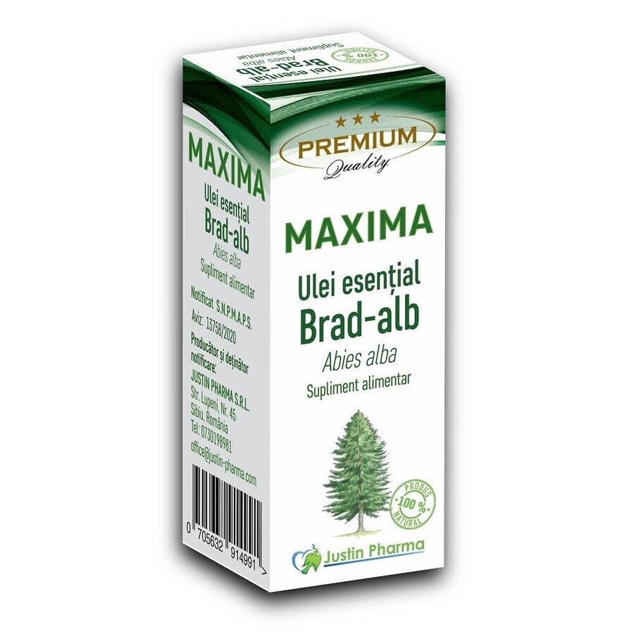 Huile essentielle de sapin blanc Maxima, 10 ml, Justin Pharma