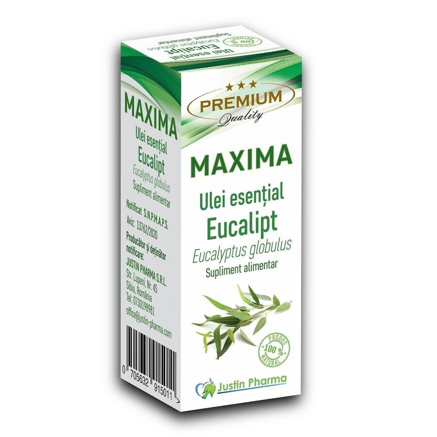 Eucalyptus Maxima etherische olie, 10 ml, Justin Pharma