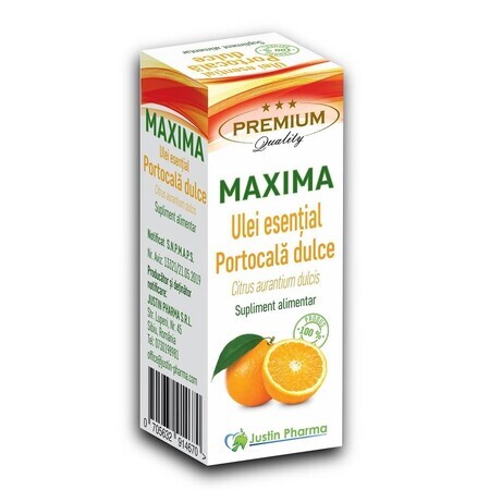 Huile essentielle d'orange douce Maxima, 10 ml, Justin Pharma