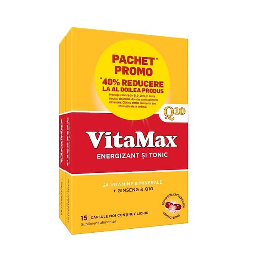 Vitamax Q10, 15 gélules + 15 gélules, Perrigo (40% de réduction sur le 2ème produit)