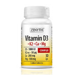 Vitamine D3+K2+Ca+Mg Complex, 30 capsules, Zenyth