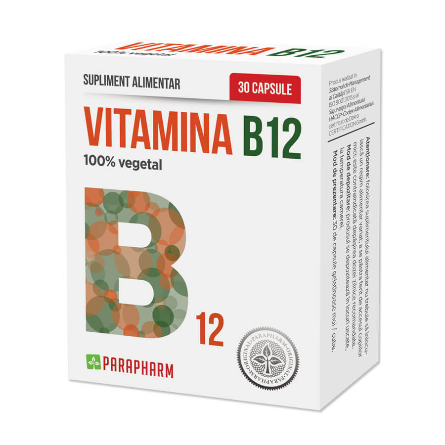 Vitamina B12, 30 capsule, Parapharm