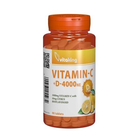 Vitamine C + D avec bioflavonoïdes, 90 comprimés, Vitaking