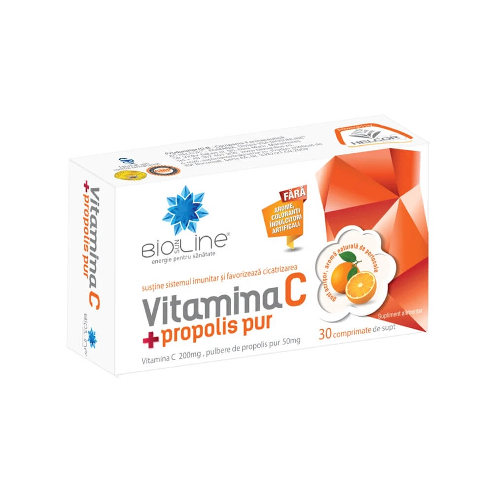 Vitamin C with pure propolis Bioline, 30 tablets, Helcor