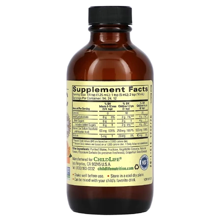 Vitamina C para niños Childlife Essentials, 118,50 ml, Secom