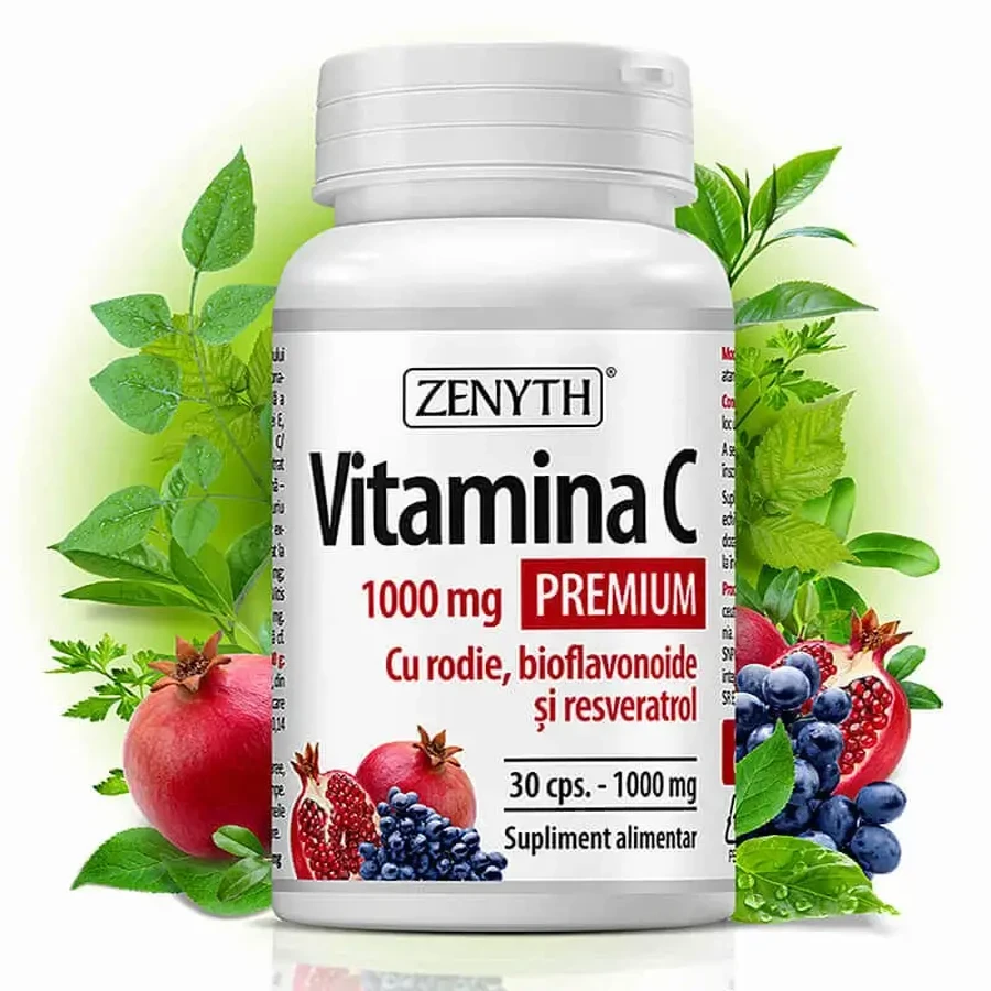 Zenyth Premium Vitamin C with Pomegranate, Bioflavonoids and Resveratrol, 30 capsules