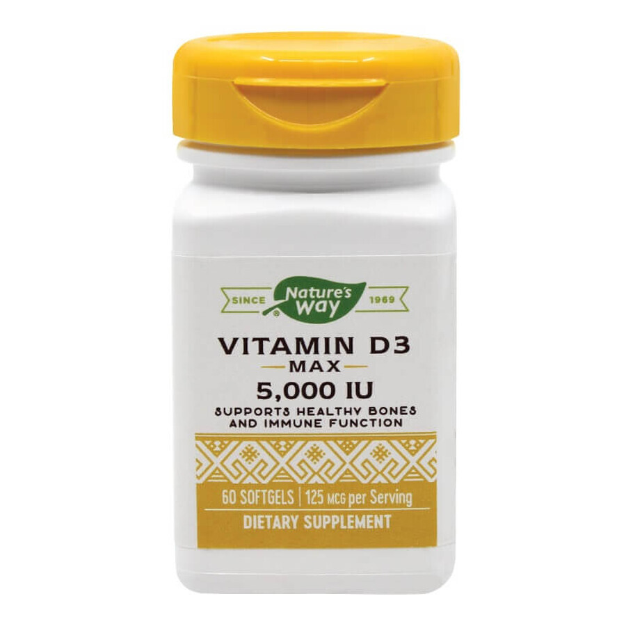 Vitamine D3 5000 UI Nature's Way, 60 gélules, Secom
