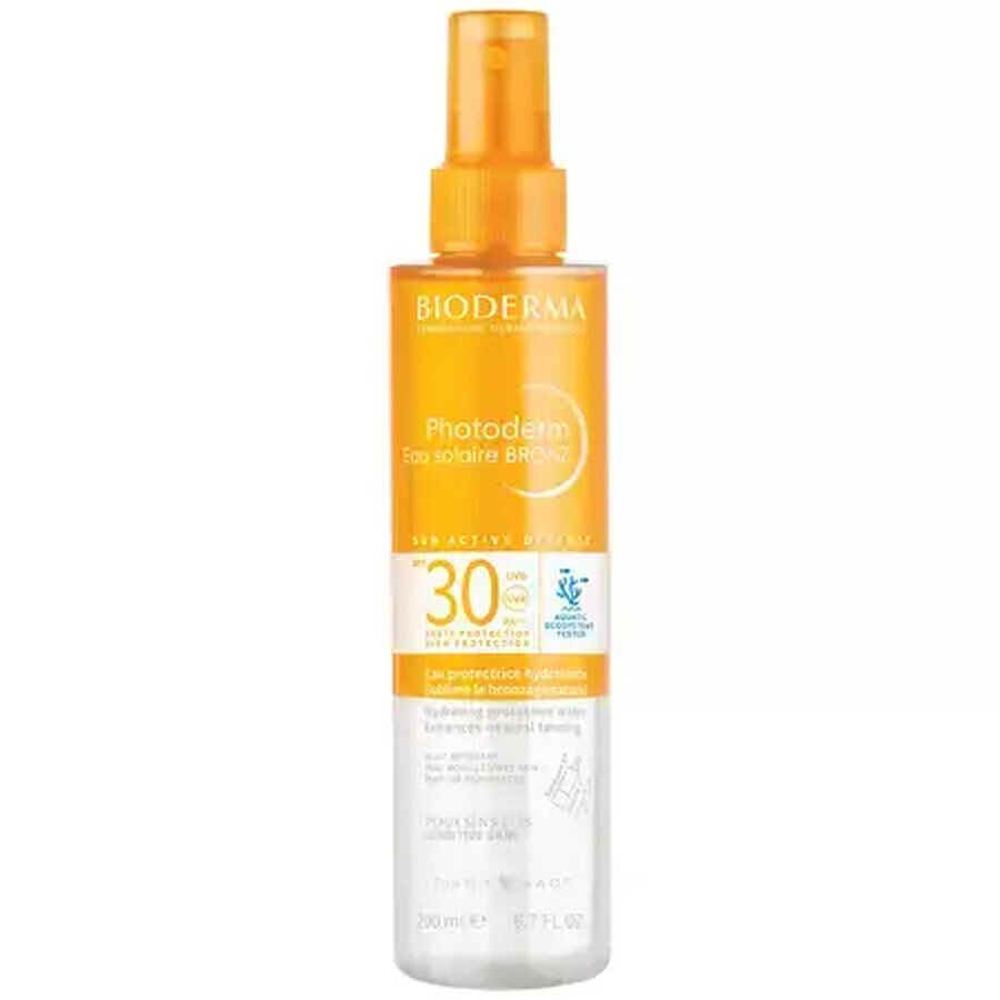 Eau solaire SPF 30 pour peaux sensibles Photoderm Bronz, 200 ml, Bioderma