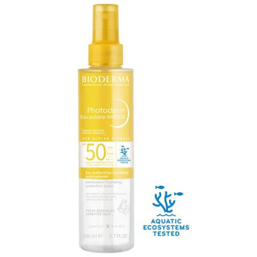 Water met zonnebrandcrème SPF 50 voor de gevoelige huid Photoderm Anti-Ox, 200 ml, Bioderma