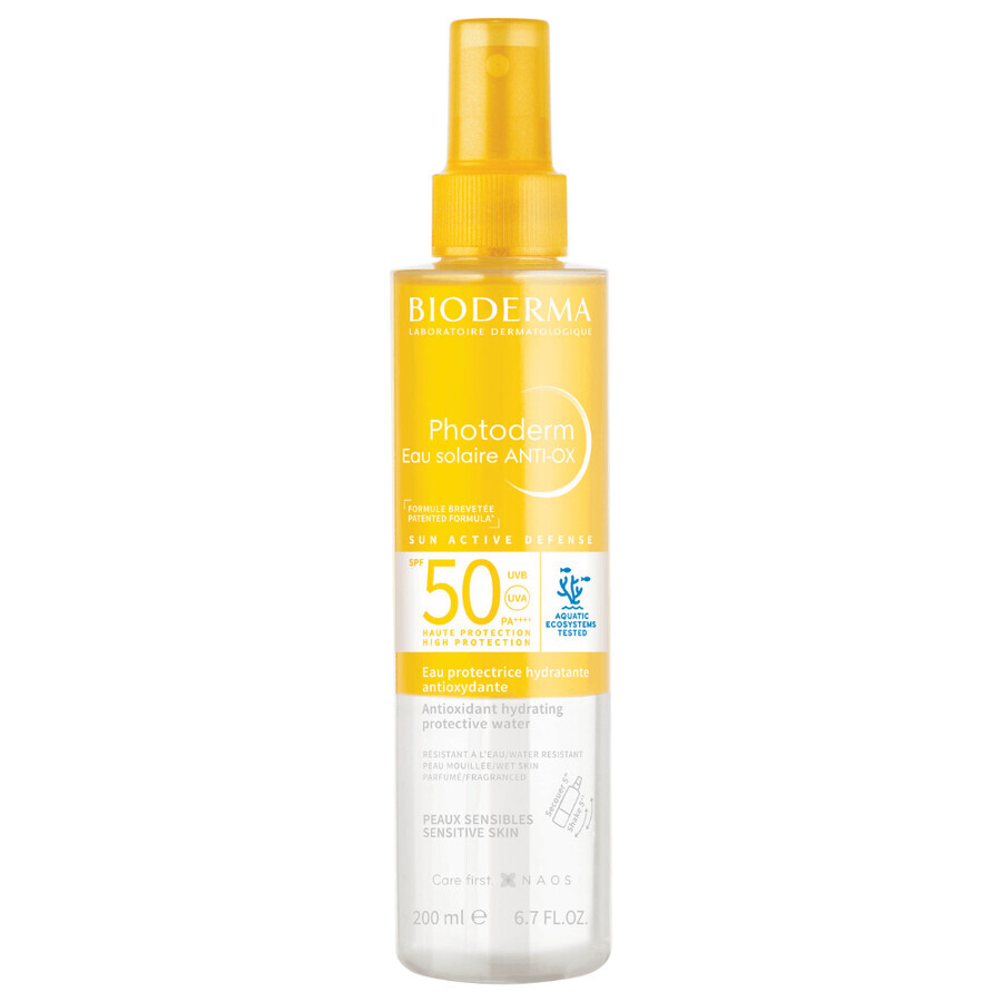 Water met zonnebrandcrème SPF 50 voor de gevoelige huid Photoderm Anti-Ox, 200 ml, Bioderma