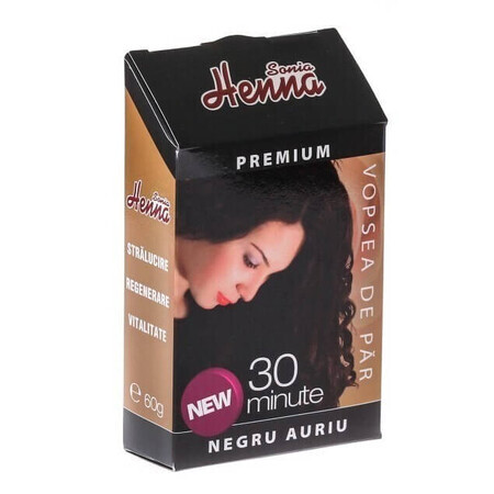 Sonia Henna hair dye black golden shade, 60 g, Kian Cosmetics