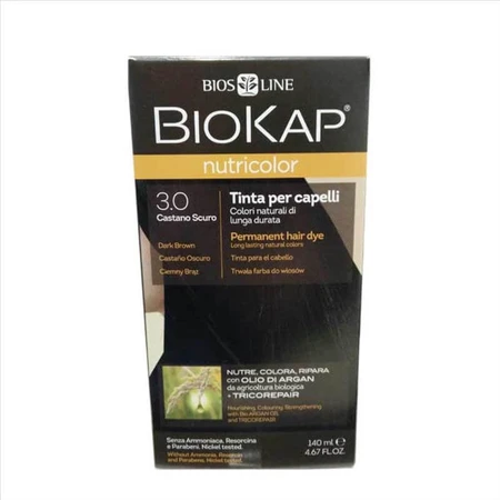 Vopsea permanentă pentru păr Nutricolor, Nuanţa Dark Brown 3.0, 140 ml, Biokap