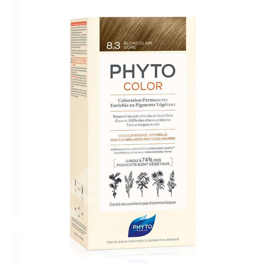 Phytocolor Permanent Haarkleur, Licht Goud Blond 8.3, 50 ml, Phyto