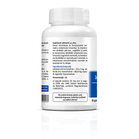 Zinc 25 zinc sulfate 25 mg/capsule, 90 capsules, Zenyth