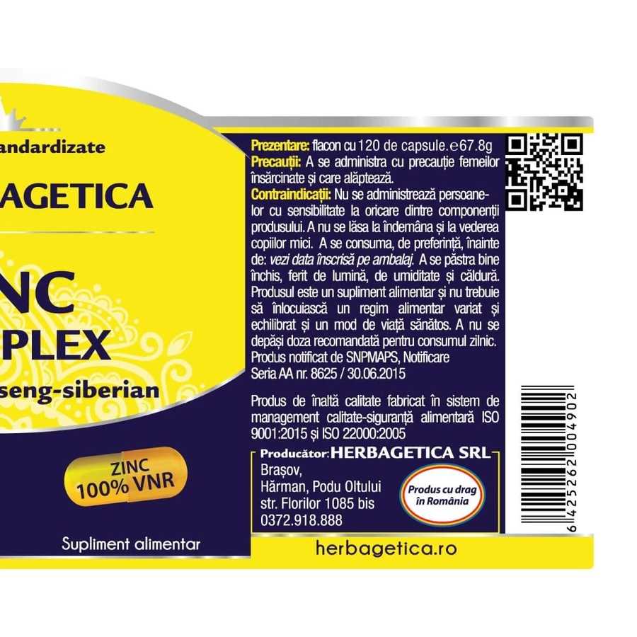 Zink Complex, 120 capsules, Herbagetica